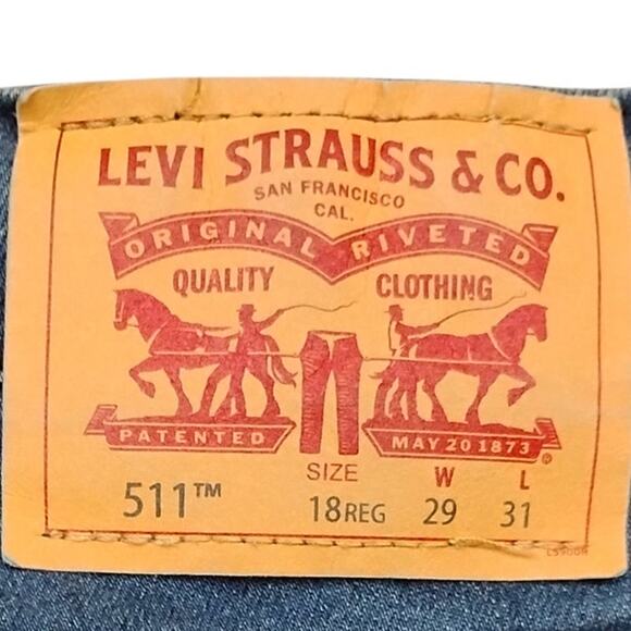 Levi's 511 Dark Blue Wash Jeans Size 29 x 31 18 REG Slim Fit Adjustable Waist - Picture 7 of 9